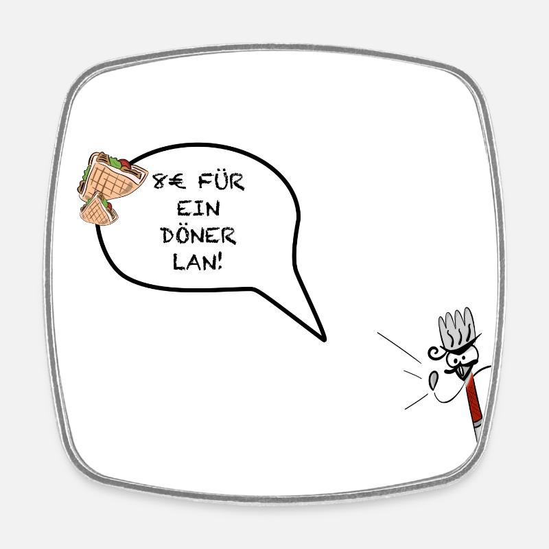 Döner 8€ Meme - Viereckiger Kühlschrankmagnet - Weiß