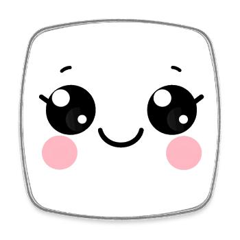 Kawaii-Augen, glückliches Gesicht, Gesichtsausdruck - Viereckiger Kühlschrankmagnet - Weiß - Vorne