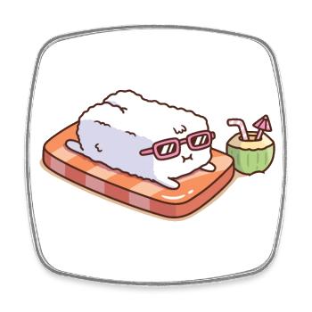 Cute Sushi Having Suntan Funny - Square fridge magnet - white - Front