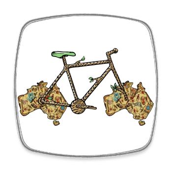 Australian Bike, Australian Map, Aussie Bicycle - Square fridge magnet - white - Front