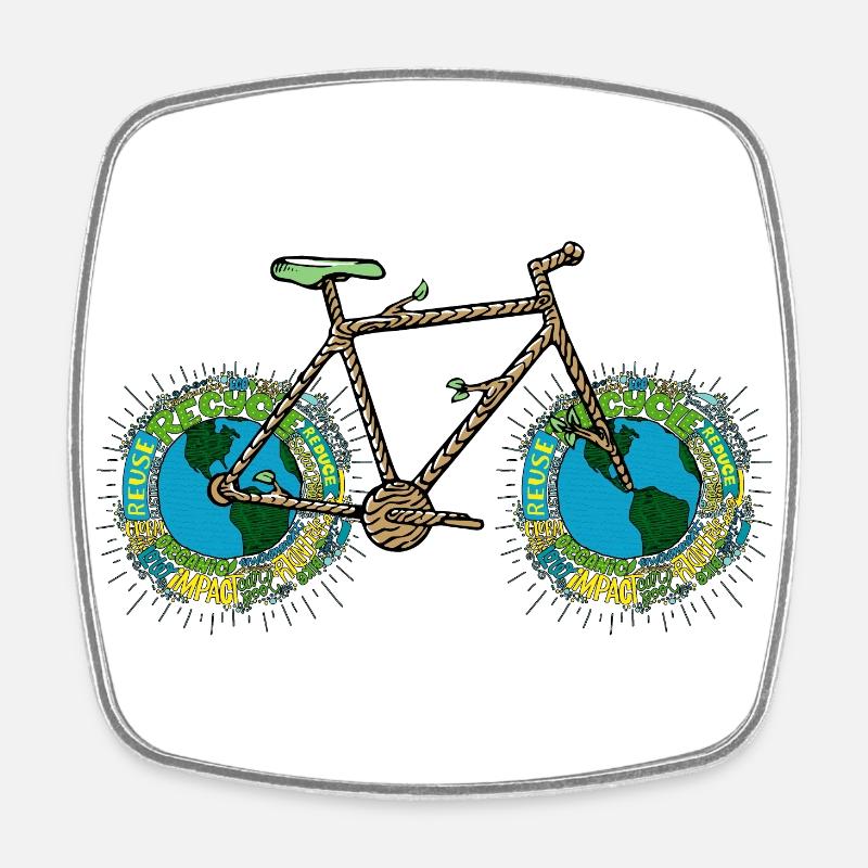 Planète Terre vélo, jeu de mots cyclisme, roue de vélo Art - Magnet carré - blanc