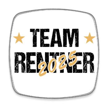 Rentner 2025 Stempel Ruhestand Rente Geschenk - Viereckiger Kühlschrankmagnet - Weiß - Vorne