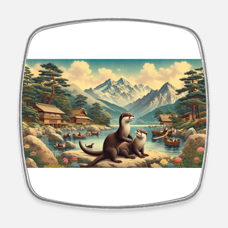 Otters's Haven - Square fridge magnet - white