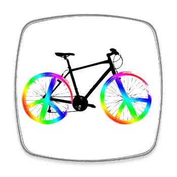Vélo de paix - Magnet carré - blanc - Devant