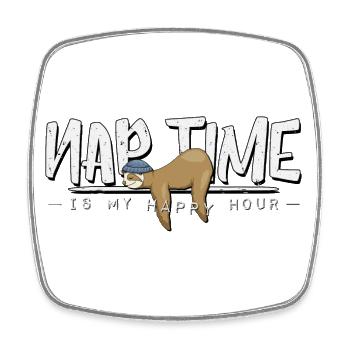 Nap is my happy hour seafaring sloth - Square fridge magnet - white - Front