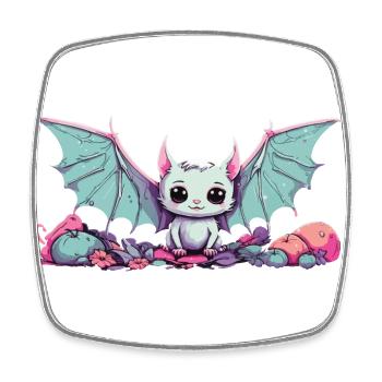 Gothic Kawaii Bat Anime Manga Design - Square fridge magnet - white - Front