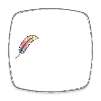 writing feather rainbow - Square fridge magnet - white - Front