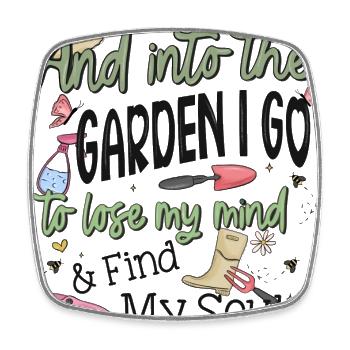 Gartenliebe zum Anziehen: Kreatives T-Shirt - Viereckiger Kühlschrankmagnet - Weiß - Vorne