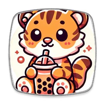 Süßer Tiger Boba Tee Illustration - Viereckiger Kühlschrankmagnet - Weiß - Vorne