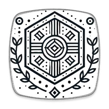 Minimalist Geometric Shield Badge - Square fridge magnet - white - Front