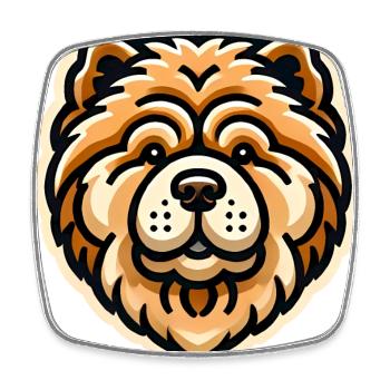 Chow Chow Visage Dessin animé Chien Design - Magnet carré - blanc - Devant