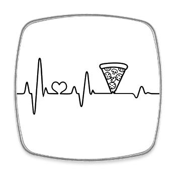 Pizza Salami Herzschlag Pizzeria Fast Food EKG - Viereckiger Kühlschrankmagnet - Weiß - Vorne