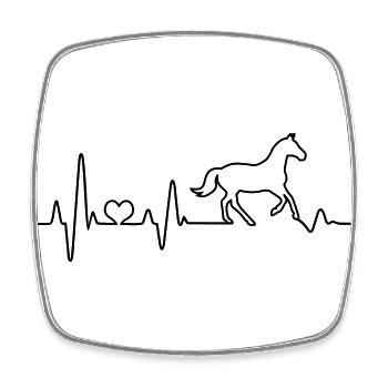 Cheval battement de coeur cavalier cavalier équitation - Magnet carré - blanc - Devant