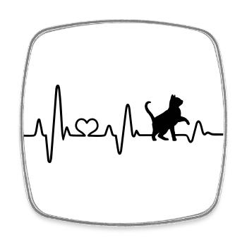 Chat amour chats battement de coeur amoureux des chats ECG - Magnet carré - blanc - Devant
