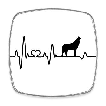 Wolf Herzschlag Wölfe heult heulen EKG Pulsschlag - Viereckiger Kühlschrankmagnet - Weiß - Vorne