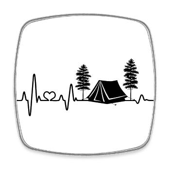 zelten Herzschlag Zelt Camping Liebe campen Natur - Viereckiger Kühlschrankmagnet - Weiß - Vorne