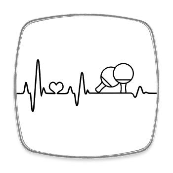 Heartbeat Table Tennis Ping-Pong Racket Ping-pong - Square fridge magnet - white - Front
