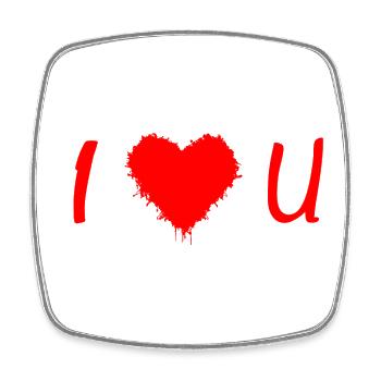I Love U, I love you, Ich liebe Dich - Viereckiger Kühlschrankmagnet - Weiß - Vorne