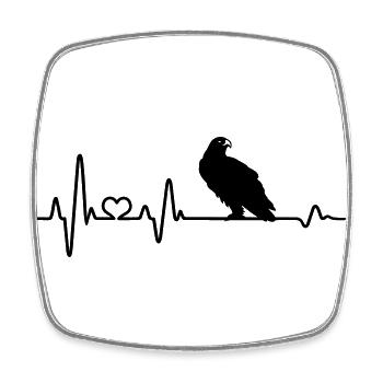 Battements de coeur Aigle Rapace ECG - Magnet carré - blanc - Devant
