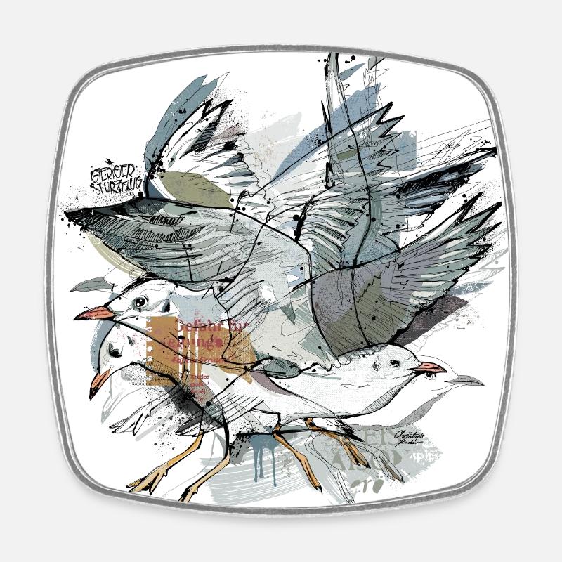 Illustration des mouettes - Magnet carré - blanc