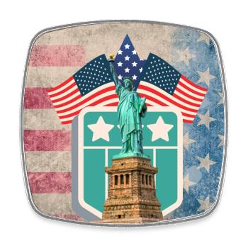 USA, statue of liberty, stars and belts. - Square fridge magnet - white - Front