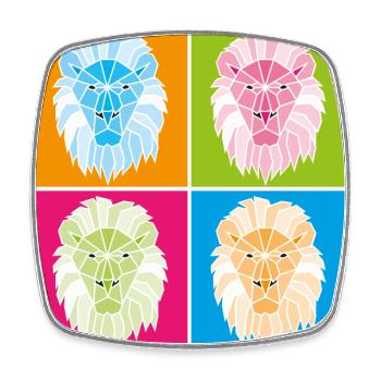 Popart géométrique du lion - Magnet carré - blanc - Devant