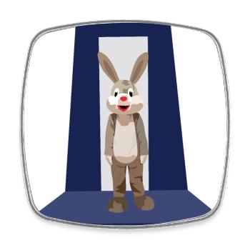 Hase mit roter Nase auf dem Model Laufsteg Podium - Viereckiger Kühlschrankmagnet - Weiß - Vorne