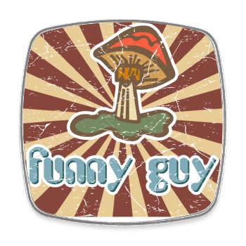 funny guy - lustiger Typ - Psychedelischer Pilz - Viereckiger Kühlschrankmagnet - Weiß - Vorne