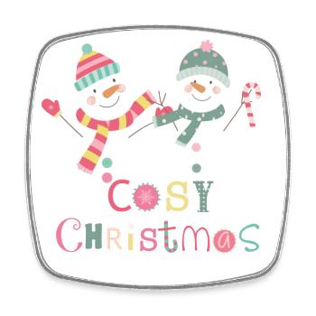 Fun Winter Snowman Colorful Cozy Christmas - Square fridge magnet - white - Front