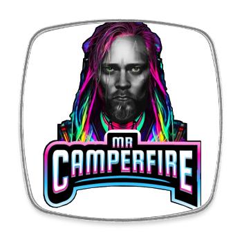Mr. Camperfire Gesicht - Viereckiger Kühlschrankmagnet - Weiß - Vorne