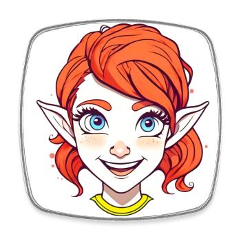 Redhead cheerful elf with blue eyes - Square fridge magnet - white - Front