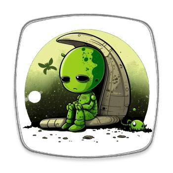 Triste extraterrestre - Magnet carré - blanc - Devant