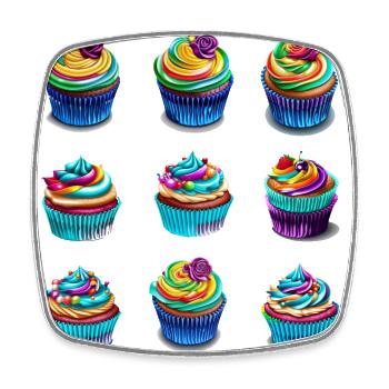 Tartelettes muffins - Magnet carré - blanc - Devant
