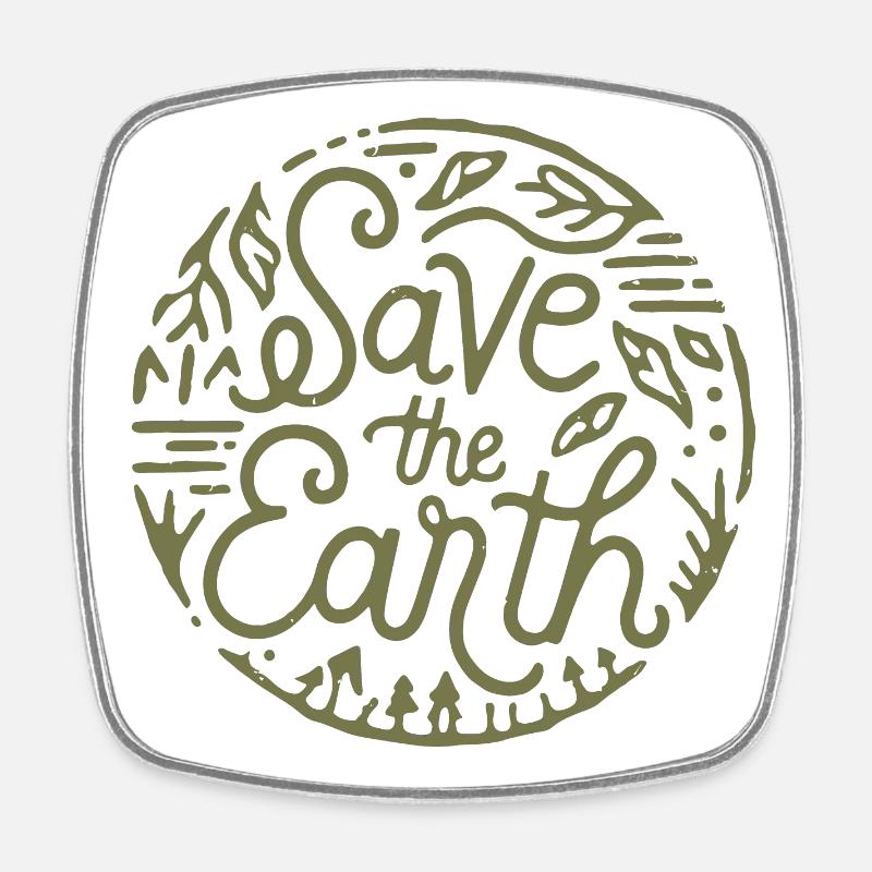 Save the earth - Square fridge magnet - white