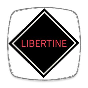 Libertine Warning Sign - Square fridge magnet - white - Front