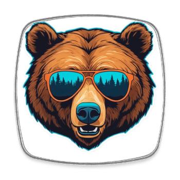 Cooler wilder Bär - Viereckiger Kühlschrankmagnet - Weiß - Vorne