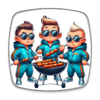 Coole Grill Freunde - Viereckiger Kühlschrankmagnet - Weiß - Vorne