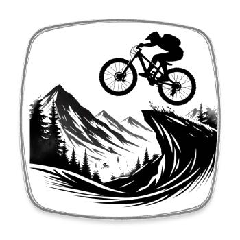 Mountainbike - Viereckiger Kühlschrankmagnet - Weiß - Vorne
