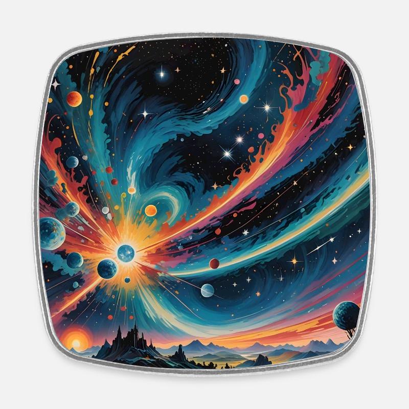 a little bit in space - Viereckiger Kühlschrankmagnet - Weiß