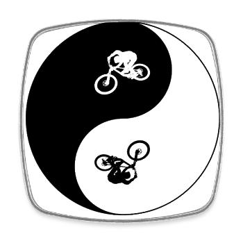 MTB Yin Yang Fahrrad Mountainbiking Geschenk - Viereckiger Kühlschrankmagnet - Weiß - Vorne