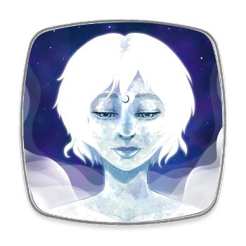 Moon Girl Illustration - Magnet carré - blanc - Devant