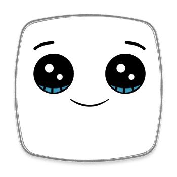 Cute kawaii eyes, adorable face - Square fridge magnet - white - Front