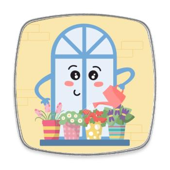 Fenster gießen Blumen - Viereckiger Kühlschrankmagnet - Weiß - Vorne