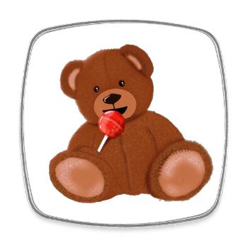 Peluche candy - Magnet carré - blanc - Devant