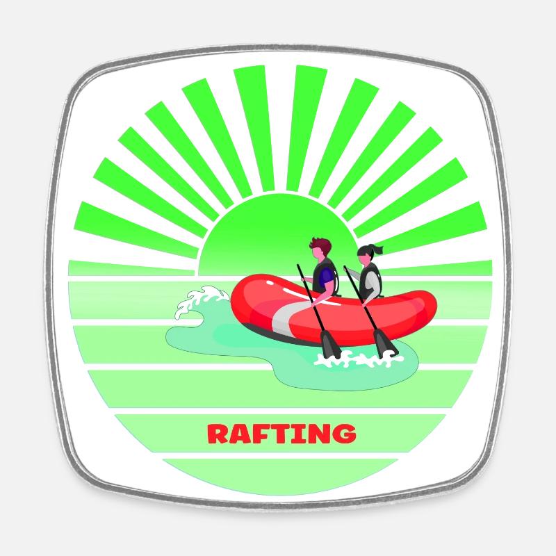 Vintage sunset rafting - Square fridge magnet - white