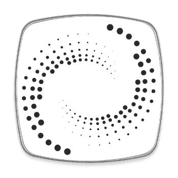 Spirale mit schwarzen Kreisen - Viereckiger Kühlschrankmagnet - Weiß - Vorne
