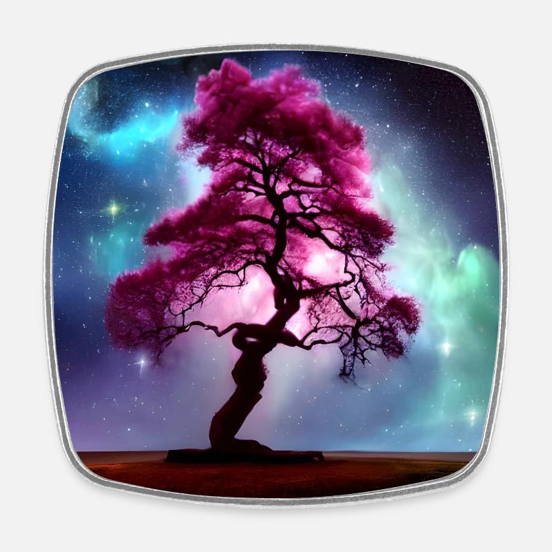 Mystischer Baum - Viereckiger Kühlschrankmagnet - Weiß