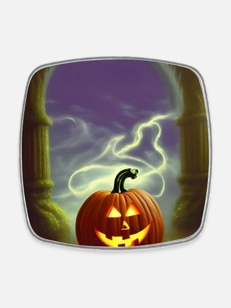 Halloween Scary Funny Pumpkin Head Evil - Square fridge magnet - white
