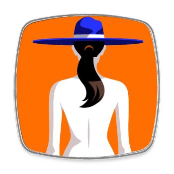 Femme au sombrero - Magnet carré - blanc - Devant