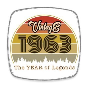 1963 Year of birth Vintage - Square fridge magnet - white - Front